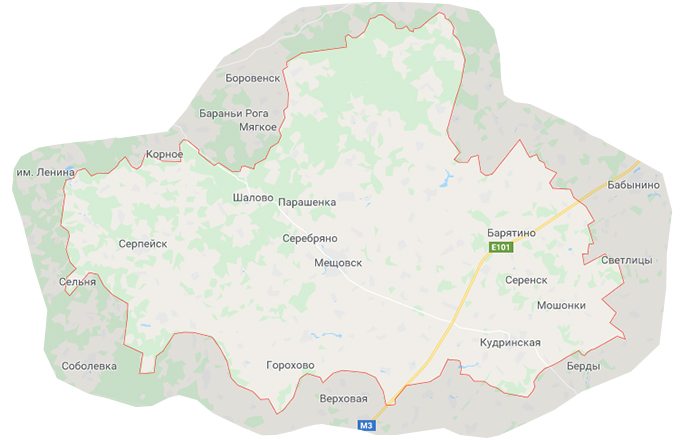 карта Мещовского района